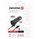 SWISSTEN, USB C- auto nabíječka, 1x konektor (USB C)+ USB port 12V, 5V, 2400mA, nabíjení mobilních telefonů a GPS, černá