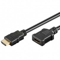 Kabel HDMI M- HDMI F, 5m, zlacené konektory, černá