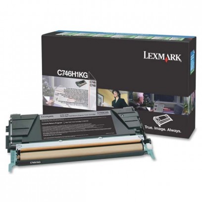 Lexmark originální toner C746H1KG, black, 12000str., return, high capacity, Lexmark C746DN, C746DTN, C746N, C748DE, C748DTE, ...