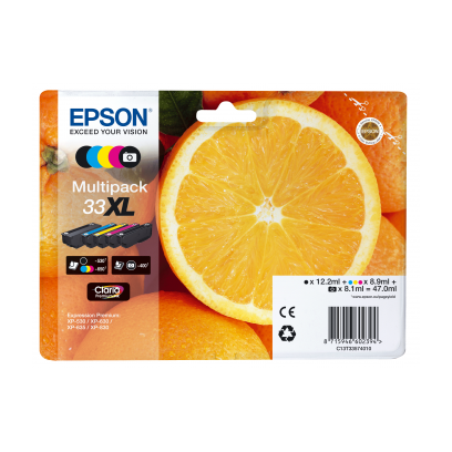 Epson originální ink C13T33574011, T33XL, CMYK, 12,2/3x8,9/8,1ml, Epson Expression Home a Premium XP-530,630,635,830