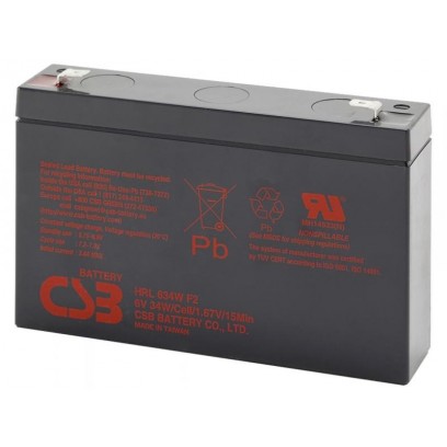 CSB olověný akumulátor HRL634WF2 6V, 9Ah, PBCS-6V009-F2AHL, Highrate, F2