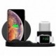 3v1 bezdrátová nabíječka, pro telefon, Apple Watch a Airpods, černá, 5/9V, 15W