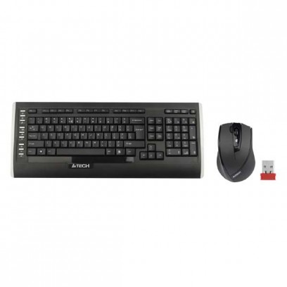 A4Tech 9300F, Sada klávesnice s bezdrátovou optickou myší, AAA, klasická, 2.4 [GHz], bezdrátová, černá, US