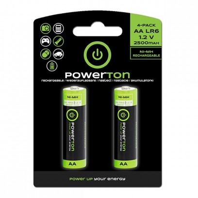 Baterie Ni-MH, AA nabíjecí, 1.2V, 2500mAh, Powerton, blistr, 2-pack