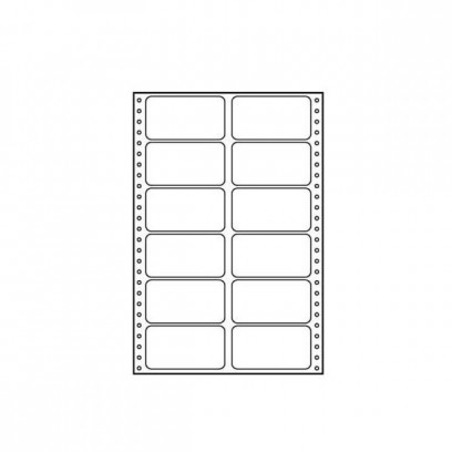 Tabelační etikety 89 x 48.8 mm, A4, dvouřadé, bílé, 12 etiket, baleno po 25 ks, pro jehličkové tiskárny