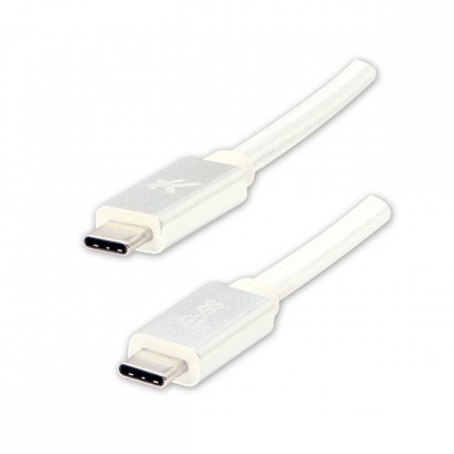 Kabel USB (3.2 gen 2), USB C M- USB C M, 1m, Power Delivery 100W, 10 Gb/s, 20V/5A, bílý, Logo, box, nylonové opletení, hliník...