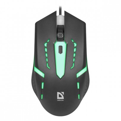 Defender Myš Hit MB-601, 1200DPI, optická, 4tl., 1 kolečko, drátová USB, černá, herní, podsvícená