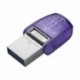 Kingston USB flash disk OTG, USB 3.0 (3.2 Gen 1), 64GB, Data Traveler microDuo3 G2, stříbrno-fialový, DTDUO3CG3/64GB, USB A /...