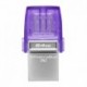 Kingston USB flash disk OTG, USB 3.0 (3.2 Gen 1), 64GB, Data Traveler microDuo3 G2, stříbrno-fialový, DTDUO3CG3/64GB, USB A /...