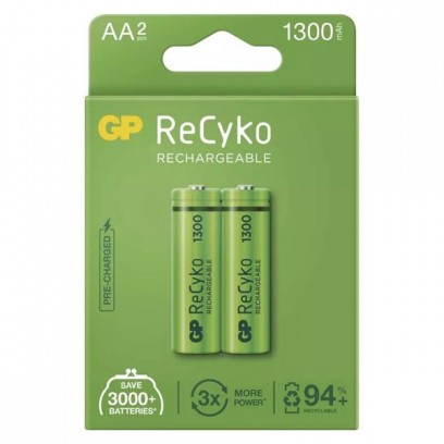 Nabíjecí baterie, AA (HR6), 1.2V, 1300 mAh, GP, papírová krabička, 2-pack, ReCyko
