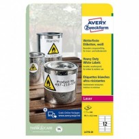 Avery Zweckform etikety 99.1mm x 42.3mm, A4, matné, bílé, 12 etiket, velmi odolné, baleno po 20 ks, L4776-20, pro laserové ti...