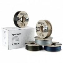 Spectrum 3D filament, PLA Glitter, 1,75mm, 5x250g, 80753, mix Aurora Gold, Volcano Grey, Silver Metallic, Clear Gold, Stardus...