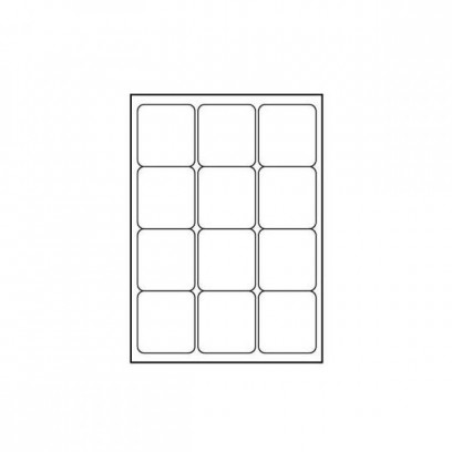 Etikety 66mm x 70mm, A4, matné, bílé, 12 etiket, 140g/m2, baleno po 10 ks, pro inkoustové a laserové tiskárny