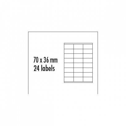 Etikety 70mm x 36mm, A4, matné, červené, 24 etikety, baleno po 10 ks, pro inkoustové a laserové tiskárny