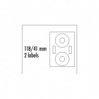 Etikety na CD 118/41mm, A4, matné, bílé, 2 etikety, 2 proužky, 140g/m2, baleno po 25 ks, pro inkoustové a laserové tiskárny