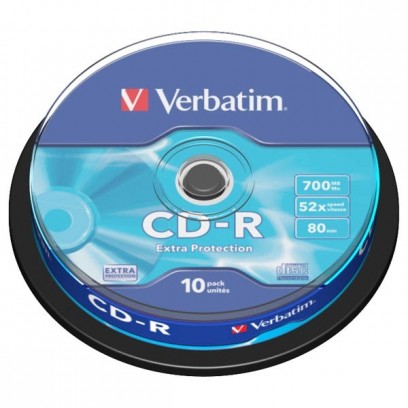 Verbatim CD-R, 43437, Extra Protection, 10-pack, 700MB, 52x, 80min., 12cm, bez možnosti potisku, cake box, pro archivaci dat