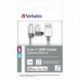 Verbatim USB kabel (2.0), USB A samec - microUSB samec + Apple Lightning samec, 1m, stříbrný, box, 48869, 2 in 1 - nastavitel...