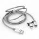 Verbatim USB kabel (2.0), USB A samec - microUSB samec + Apple Lightning samec, 1m, stříbrný, box, 48869, 2 in 1 - nastavitel...
