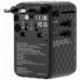 Verbatim, Cestovní adaptér univerzální Charge n Travel 2x USB-C, 2X USB-A + 1x integrovaný kabel USB-C, černá, 100 W