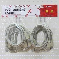 Kabel USB (2.0), USB A M- USB A F, 3m, šedý, cena za 1 kus