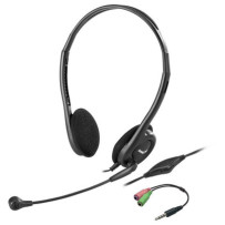 Genius HS-200C sluchátka s mikrofonem+redukce na single Jack, drátová, černá, USB